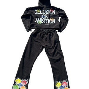 Ensemble survêtement unisexe en molleton de coton, sweat à capuche oversize imprimé sur mesure, style streetwear, décontracté pour l'hiver, avec logo OEM - Product Image 2