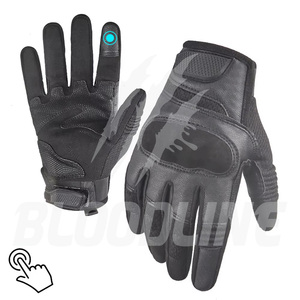 Gants tactiles respirants en cuir PU, longueur poignet, pour usage sportif et extérieur, toutes saisons, doublure en microfibre noire - Product Image 2