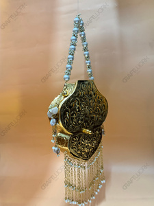Luxury Gold Metal Minaudiere <b>Clutch</b> Pearl Handle Evening Bag Vintage Floral Embossed <b>Wedding</b> Purse Wholesale Supplier - Product Image 5