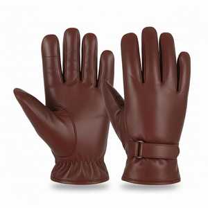 Gants de conduite en cuir, texture lisse, style pleine fleur, pour l'hiver, la moto, usage décontracté - Product Image 1