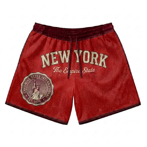 High Quality Elastic Waist Casual Shorts Double-<b>layer</b> Thick Mens Board Shorts Custom Logo Sublimation Men's Mesh Shorts - Product Image 5
