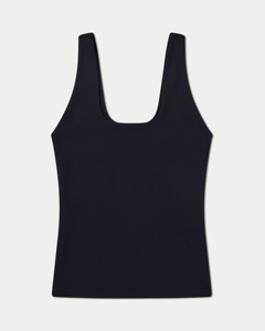 Débardeur côtelé personnalisé pour femme avec logo, en coton et élasthanne, à bretelles larges, coupe ajustée, sans manches, col en U, uni, très extensible, pour le sport - Product Image 2