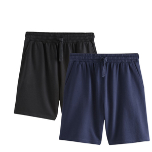 Shorts de sport personnalisés pour hommes, unis, avec cordon de serrage, en coton noir et bleu marine, avec poches, pour la gym, le fitness, la musculation et l'entraînement, vente en gros de vêtements - Product Image 1