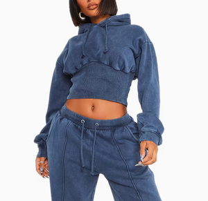 Ensemble de survêtement tendance pour femme en tissu délavé à l'acide – Ensemble coordonné sweat à capuche et pantalon de jogging en tissu doux pour la gym et les loisirs - Product Image 4