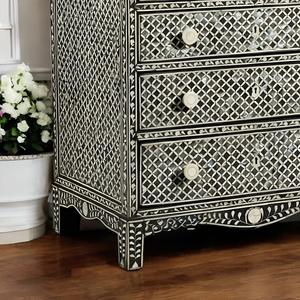 Cajón con Incrustaciones de Hueso de ILAHI, Diseño Moderno con Detalles de Ágata, Mueble Portátil para el Hogar - Product Image 1