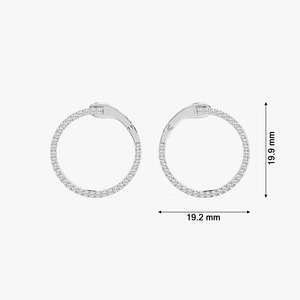 Pendientes de Aro con Diamantes Cultivados en Laboratorio de 0.40CTW, Redondos, con Cierre de Bisagra, en Oro Blanco de 14K, para Venta y Exportación - Product Image 2
