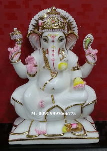 Very Attractive Unique Design Ganesh White Marble Statue Hindu Religious God Lord Ganesha For Home And Temple <b>Decoration</b> Purpose - Product Image 5