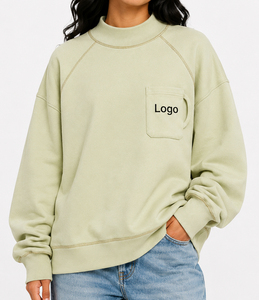 Sweat-shirt oversize en molleton à col montant, coupe décontractée, style urbain, en coton doux, pull décontracté à col montant - Product Image 6