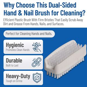Spazzola per unghie a doppia faccia da 3,5 pollici in plastica bianca con setole in polipropilene per la pulizia di cucina, casa e ristorante - Product Image 2
