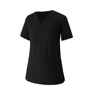 Blouses et chemises d'hôpital pour femmes, col en V, noir, coton et polyester, produit très demandé - Product Image 2