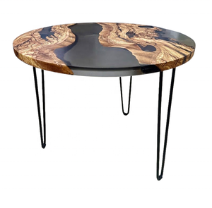 โต๊ะปลายทำจากไม้อาเกตแบบสุ่มทนทานขาโลหะทำจากเรซิ่นอีพ็อกซี่ออกแบบได้ตามต้องการตกแต่งโต๊ะรับประทานอาหาร - Product Image 1