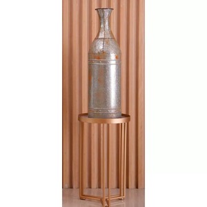 Vase de sol en acier galvanisé naturel brut fait main, design industriel, finition argentée, hauteur 39 cm, texture rustique, décoration - Product Image 6