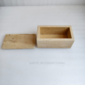 Luxury marble travertine tissue holder stylish bathroom <b>vanity</b> organizer premium tissue <b>box</b> cover modern tabletop decor accessor - Product Image 1