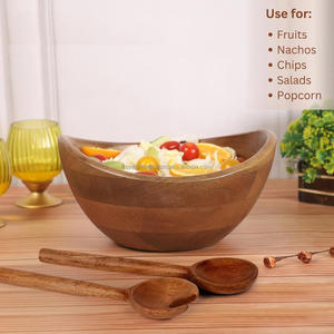 Modern Restaurants & Kitchen Handcrafted Wooden Serving <b>Bowl</b> <b>Set</b> for Salad & <b>Dessert</b> Indian Supplier at Wholesale Price - Product Image 3