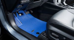 Tapis de sol de voiture en PVC bleu vif série Lux, motif quadrillé, imperméables, OEM ODM, vente en gros - Product Image 5