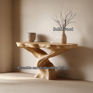 Handcrafted <b>Solid</b> <b>Wood</b> <b>Desk</b> Console Table Modern Unique Furniture Living Room Decor - Product Image 6