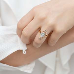 Women's Emerald Cut Diamond <b>Cocktail</b> <b>Ring</b> 14K <b>Gold</b> Geometric Prong Setting Luxury Fine Jewelry IGI Certified - Product Image 3