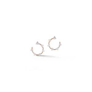 Boucles d'oreilles créoles Starburst pour usage quotidien, avec fermoir papillon, 10 mm, cercle ouvert poli, en or massif 14 carats, diamant de laboratoire taille ronde - Product Image 5
