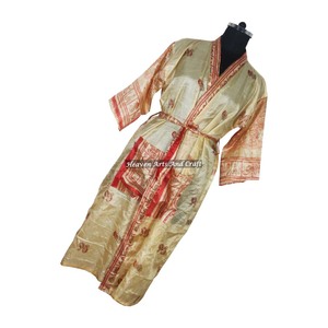 KL001 Vestido de Noche Africano Vintage para Mujer, Kaftán Largo Étnico, Kimono, Mezcla de Poliéster y Seda, Largo Completo - Product Image 1