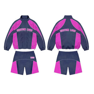New Winter Casual Breathable Polyester/Cotton Windbreaker Short Set <b>Zip</b>-<b>Up</b> <b>Jacket</b> Tracksuit Reversible Plus Size Lightweight - Product Image 4