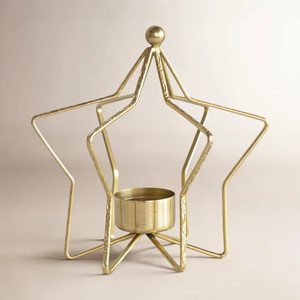 Factory Wholesale Creative Metal Star Tealight Holder Golden Iron Hanging/Tabletop Celestial Candle <b>Lantern</b> for Wedding Holiday - Product Image 1