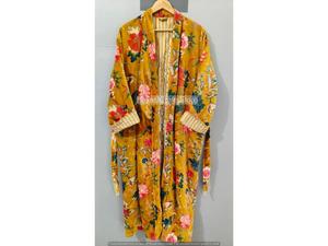 Robe de chambre en velours de luxe, robe kimono en velours et coton, peignoir, robe de mariée, peignoir d'hiver pour femmes et hommes - Product Image 1