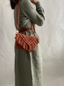 Bolso de Mano Plegable Duradero con Flecos de Macramé Hechos a Mano y Cuentas de Seda, con Cierre Magnético para Mujer - Product Image 3