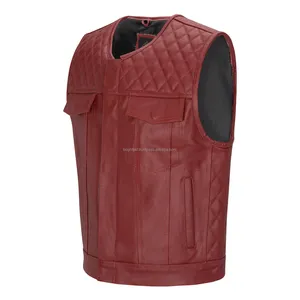 Chaleco de Motociclista de Cuero Genuino, Resistente, con Espacio Oculto para Portación de Armas, para Hombre - Product Image 1