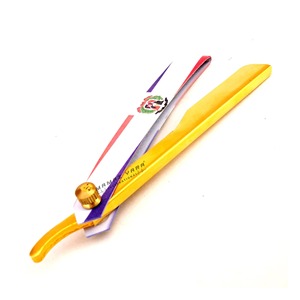 Rasoir de barbier professionnel à glissière plaqué or, logo personnalisé, lame pliable en acier inoxydable pour le rasage du visage et de la barbe - Product Image 1