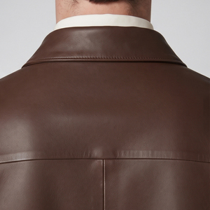 Chemise en cuir pour homme à col montant et boutons, chemise en cuir PU de vachette avec poches avant, chemise en cuir à manches longues pour garçon, chemise en cuir OEM pour homme - Product Image 4