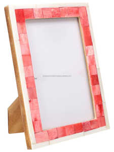 Marco de fotos con incrustaciones de resina de hueso de madera hermoso hecho a mano India troquelado personalizado impresión decoración del hogar de alta calidad - Product Image 2