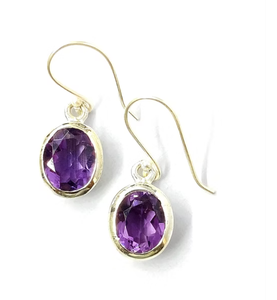 Pendientes de Amatista, Elegantes Pendientes Colgantes con Piedras Preciosas Púrpuras, Plata de Ley 925, Estilo Minimalista Hecho a Mano para Mujer - Product Image 3