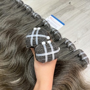Mèches de cheveux humains naturels gris vietnamiens de qualité supérieure, double épaisseur, 100 grammes, vrais cheveux gris, pointes épaisses et volumineuses - Product Image 5