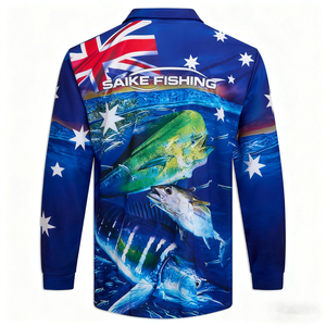 เสื้อตกปลาผู้ชายน้ำหนักเบา UPF 50 ป้องกันรังสียูวี พิมพ์ลายตามสั่ง โพลีเอสเตอร์ ระบายอากาศได้ดี แขนยาว ป้องกันแสงแดด เหมาะสำหรับใส่เป็นทีม - Product Image 2