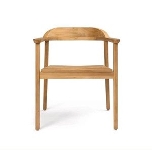 Fauteuil Hiro en teck massif avec dossier incurvé bas, chaise de jardin pour terrasse - Product Image 1