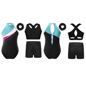 Costume de danse lyrique et de gymnastique pour filles de 6 à 16 ans, justaucorps avec veste et short, ensembles pour spectacle sur scène, compétition, spectacle scolaire - Product Image 2