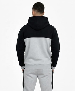Men's Color Blocking <b>Hoodie</b> Tracksuit Full Sleeve <b>Red</b> Black Gray Casual Jogger Sweatpants With Side Pockets Drawstring Closure - Product Image 4