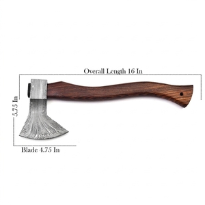 Hache de camping en acier Damas forgé à la main, manche en bois de palissandre, hache barbue viking, outil de survie en plein air, outil de bushcraft, cadeau pour homme - Product Image 2
