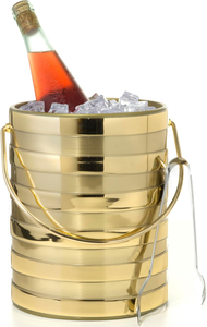 Cubo de Hielo Metálico Dorado con Asa y Pinzas, Estilo Glamuroso, Resistente a la Oxidación, Enfriador de Bebidas para Bar y Fiestas - Product Image 3