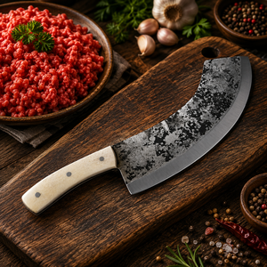 Hand Forged Stainless Steel Turkish Meat Mincer Cleaver Knife Bone Handle Traditional Chef Knife Handmade <b>Kitchen</b> Knives - Product Image 3
