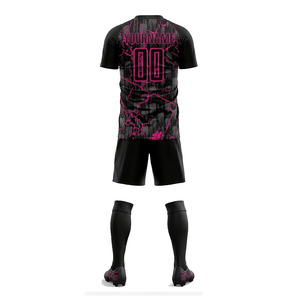 Men's Soccer Jersey Set Short Sleeve Sublimated Quick Dry <b>Athletic</b> Uniform Black Pink Geometric Print soccer uniforms sets men - Product Image 5
