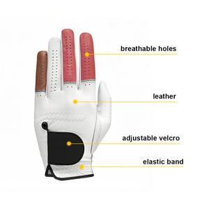 White Leather Golf Glove Full Finger Sheepskin Golf Grip Glove Breathable Non Slip Hook Loop for Outdoor Sports - Product Image 2