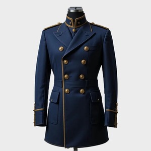 Veste militaire pour homme, uniforme de cérémonie, manteau formel bleu avec tressage doré, cosplay et tenue de scène - Product Image 1
