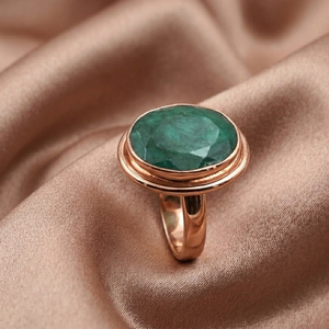 Green <b>Emerald</b> Gemstone <b>Ring</b> Pure 925 Sterling <b>Silver</b> Rose Gold & Yellow Gold Plated Oval Statement Handmade Statement Jewelry - Product Image 3