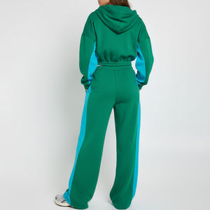 Conjunto de 2 Piezas para Mujer OEM, Chaqueta Corta de Poliéster, Pantalones Deportivos con Bloques de Color, Logotipo Bordado, Patchwork, Talla Personalizada - Product Image 2