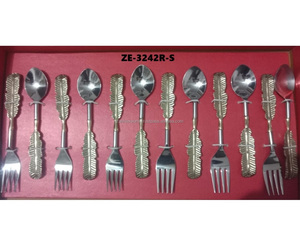 Elegant Custom Engraved Metal Spoon Flatware Festive Decor Holiday Tableware Artisanal Cutlery by Zahid Exports India - Product Image 3