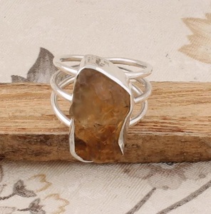 925 Sterling Silver <b>Raw</b> Citrine Gemstone Ring Handmade Bold Statement Ring Natural <b>Crystal</b> Jewelry for Women - Product Image 4