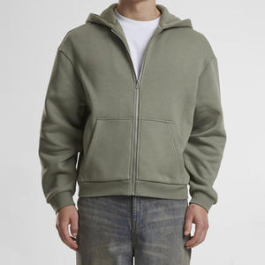 Prix raisonnable, sweat-shirt à capuche zippé pour homme 100% coton, uni, hiver, haute qualité, broderie, respirant, décontracté, personnalisé - Product Image 1