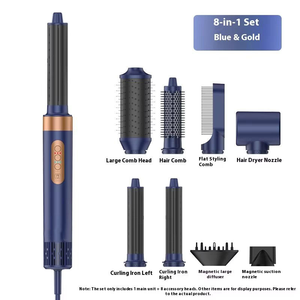 Brosse à air chaud professionnelle <span class=keywords><strong>8</strong></span> en 1 en céramique, styler capillaire, diffuseur haute vitesse, boucleurs, sèche-cheveux à ions négatifs pour hôtel et voyage - Product Image 1