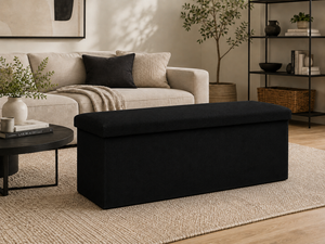 Banc de rangement moderne pliable en tissu noir de qualité supérieure pour salon - Product Image 4